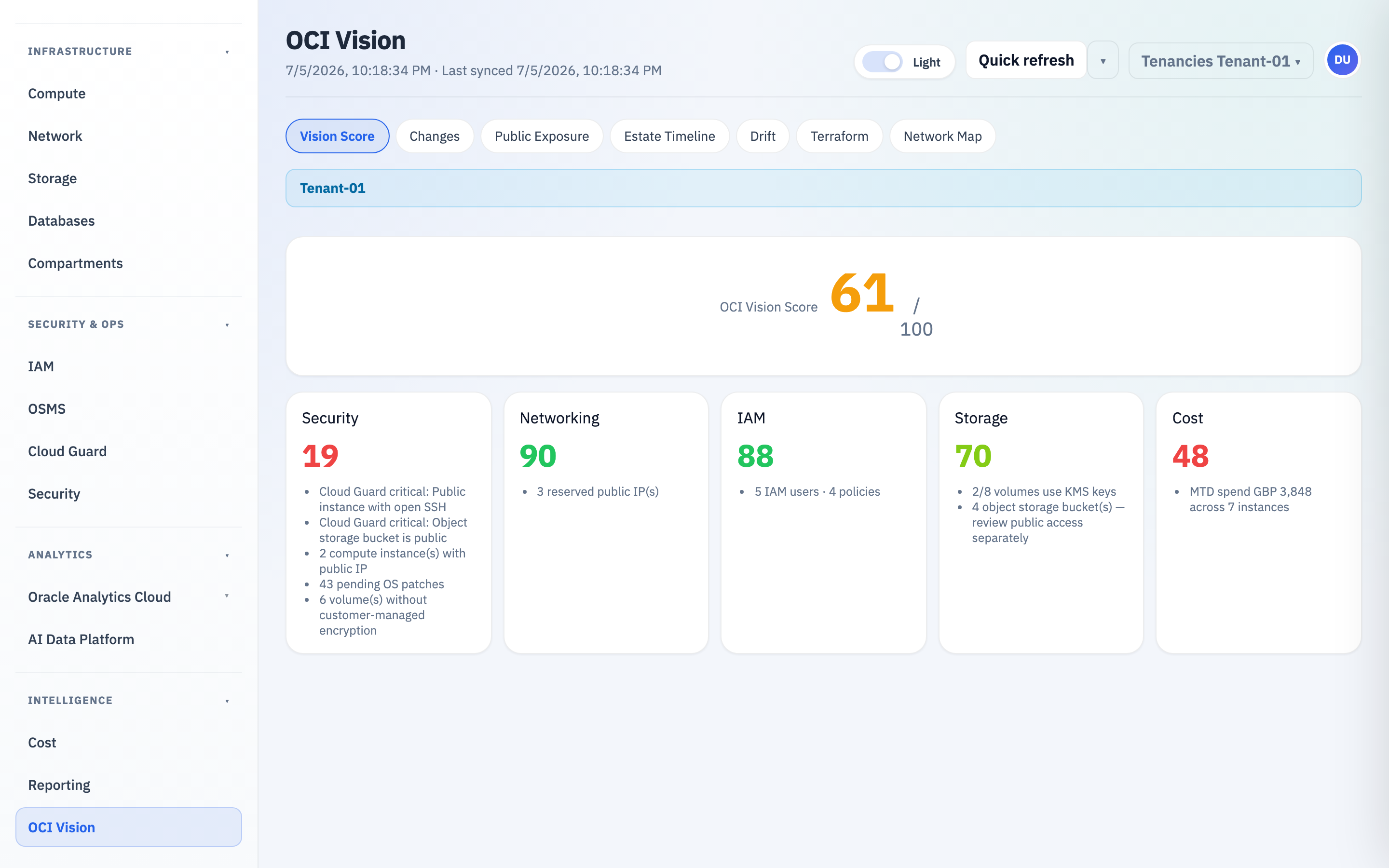 OCI Vision - estate score and change intelligence